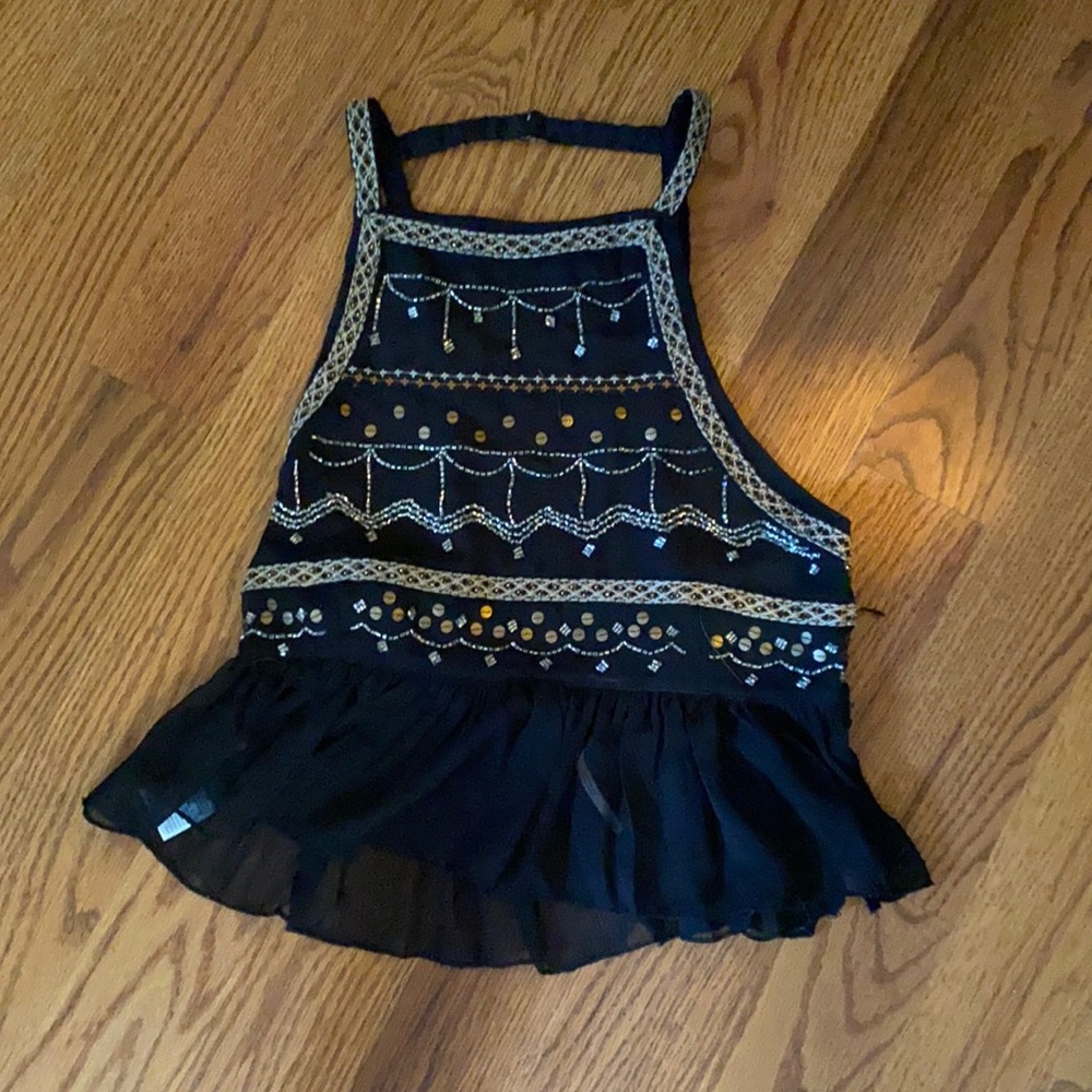Free people black and gold crop top